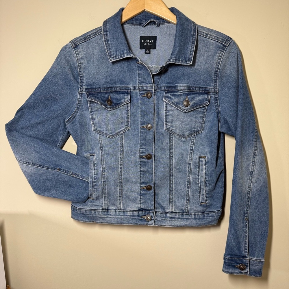Curve Appeal Women's Blue Jean Denim Jacket lightweight stretch Women’s Small
